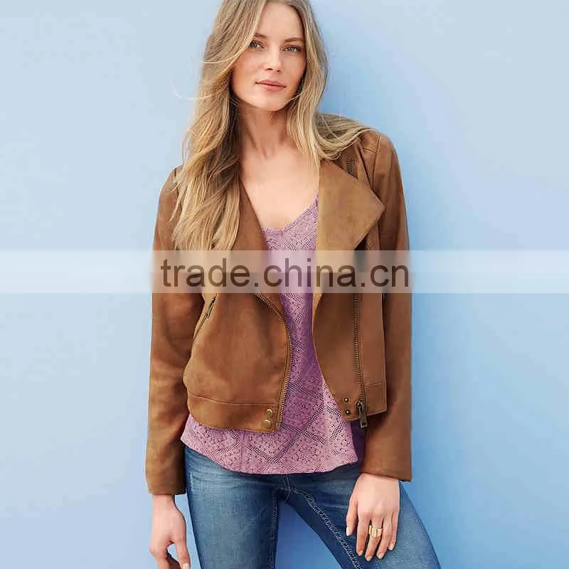 2017 fashion lady short autumn women leather coat bomber jacket with tassell