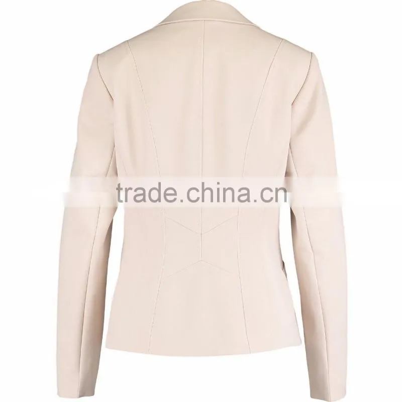 2017 New Beige Tailored Fitted Cropped Blazer for Ladies