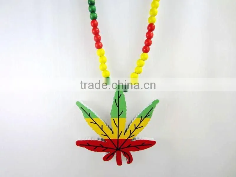 Fashion Acrylic Wood Ceramic Necklace Maple Leaf Shape