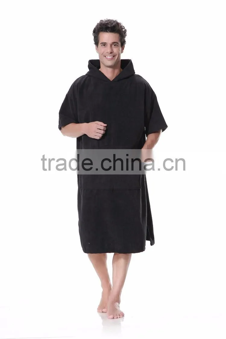 Changing poncho towel black microfiber