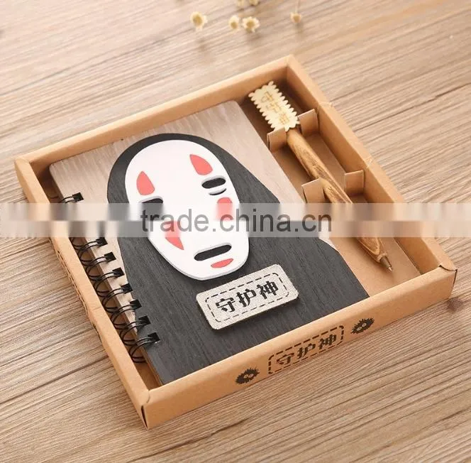 Spirited Away No Face Man Cartoon Wooden Japanese Anime Notebook Design A