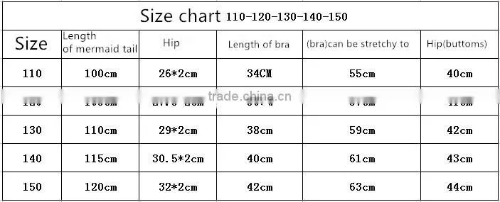 Swimmable Mermaid Tail Costume Swimsuit for Girls Kid Swimming with Bathing Bikini Set