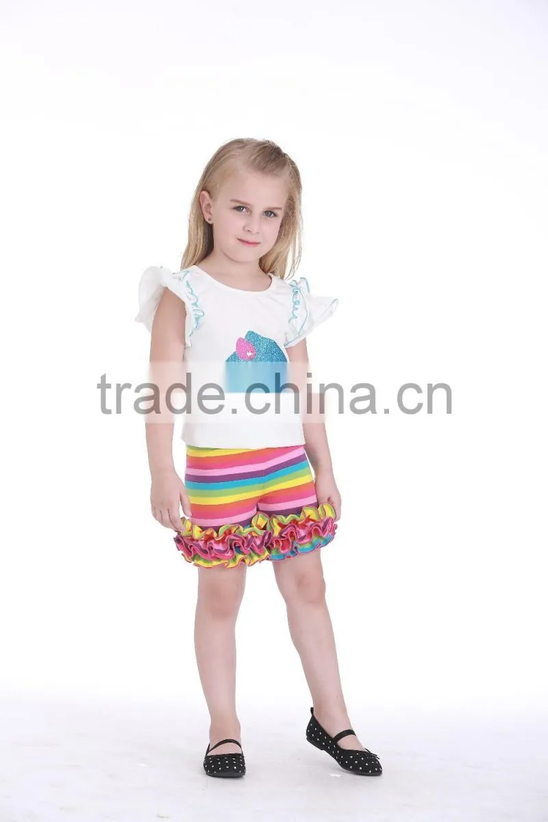 Wholesale blank baby clothes toddler summer pants girls icing ruffle shorts