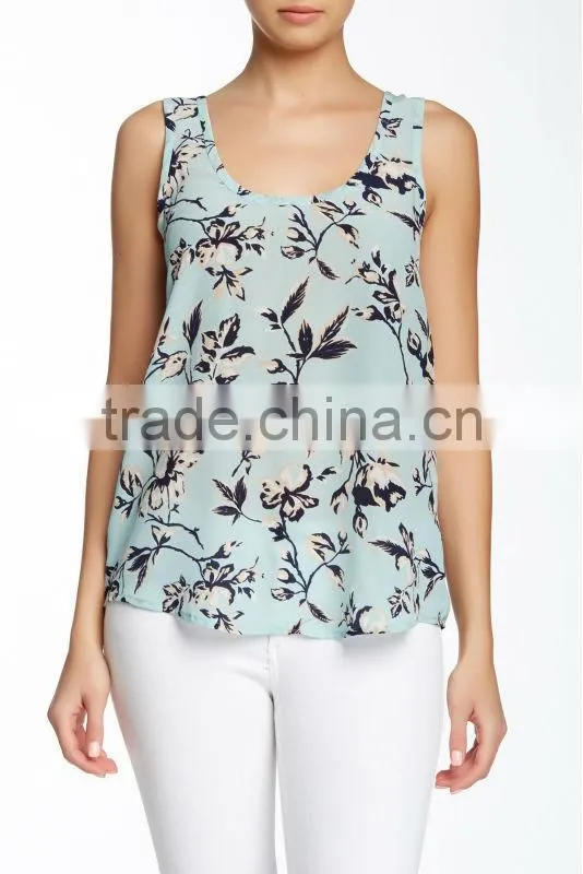 New Arrival Designer Casual Floral Tight Silk Tank Top