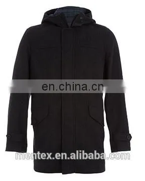 Man's Grey Herringbone Coat With Hood 2015