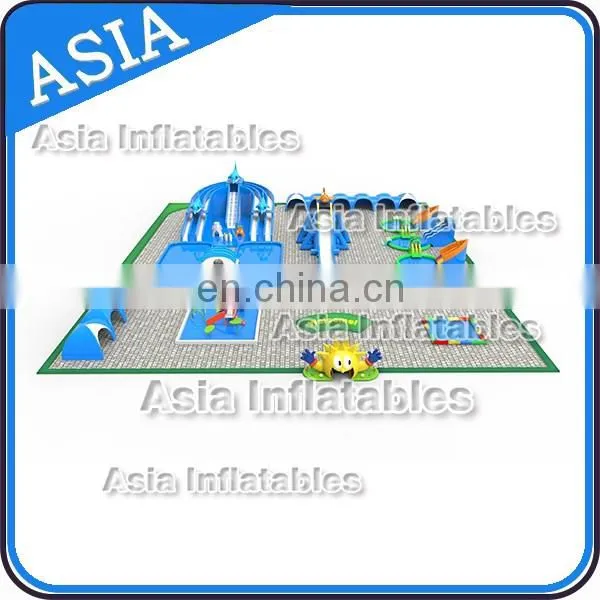 Elephant Inflatable Water Park On Land With Pool Slide For Kids And Adults