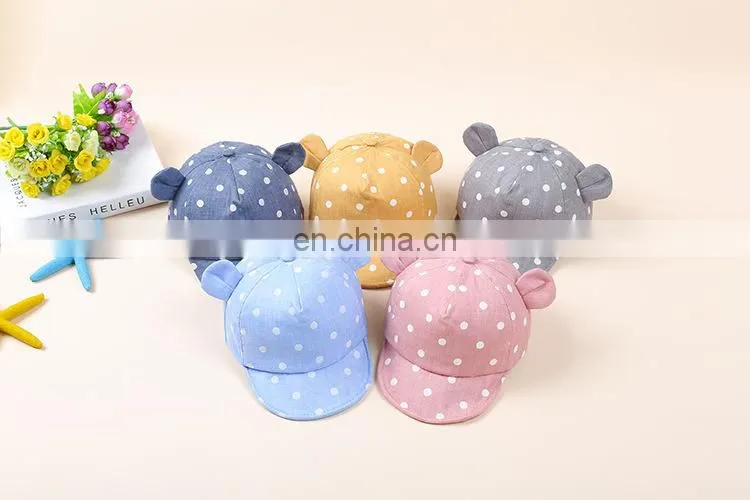 New fashion design flanging cap cotton dot ear baby hats&caps