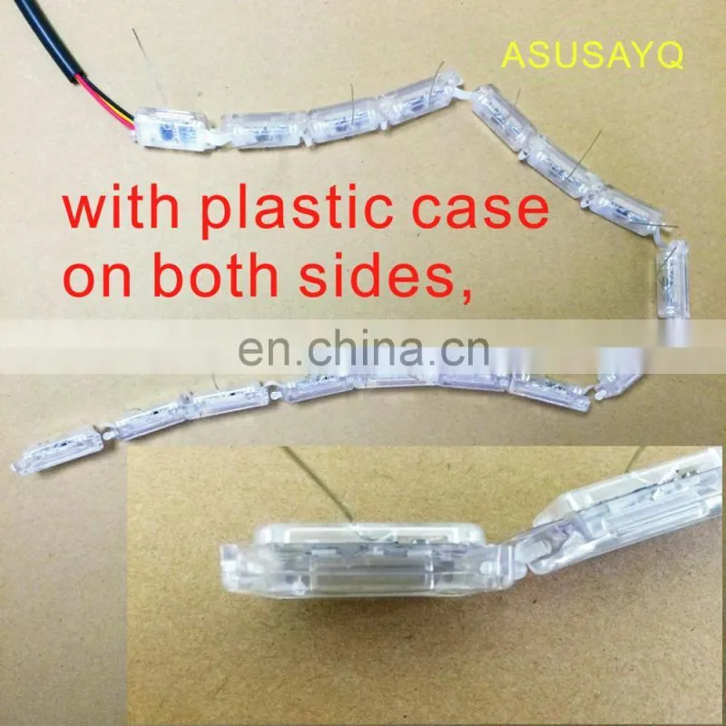 2017 HOT 60cm crystal extendable led flexible drl with flow turn signal 16leds white amber car daytime running light headlight