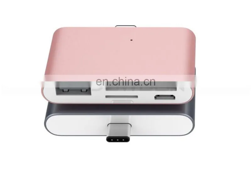 Digital Type C Card Reader USB C OTG USB 2.0 Hub/TF/SD Card Reader 4 IN 1 USB 3.1 with Micro USB Charging Port for MacBook
