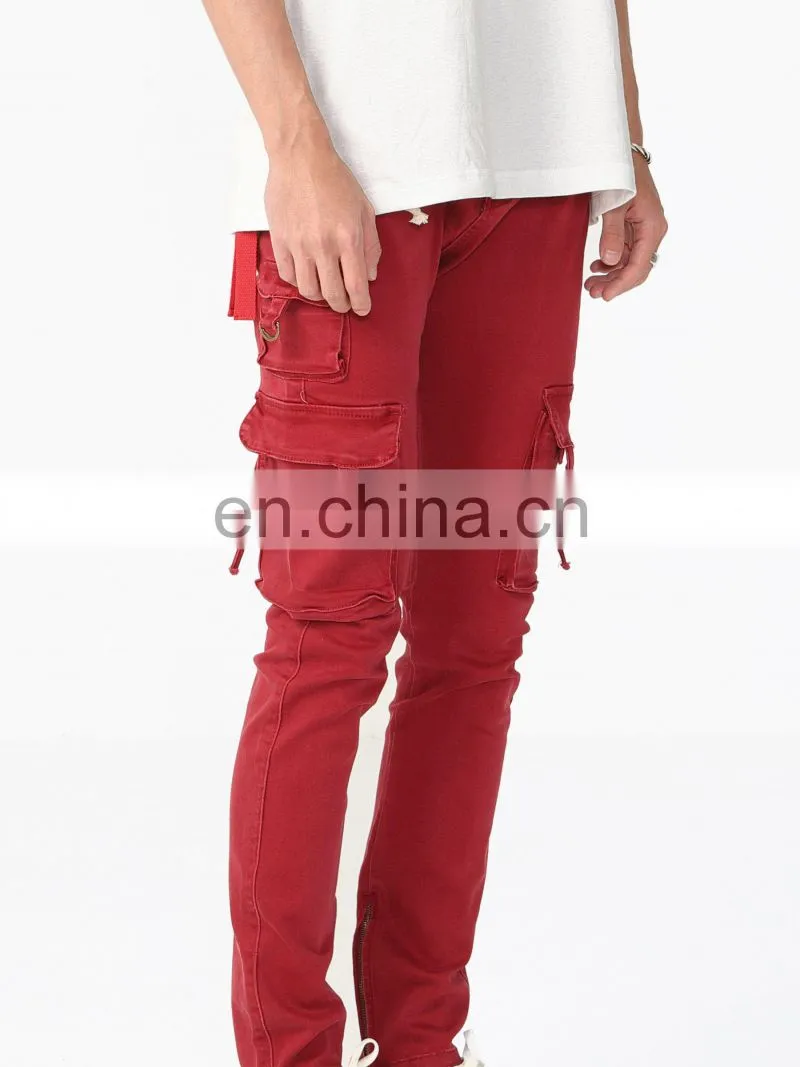 DiZNEW 2019 mens work pants wholesale army military red pants cargo with side pockets