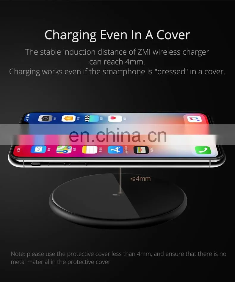Original Xiaomi 10w Portable Fast Qi Mobile Phone ZMI Wireless Charger