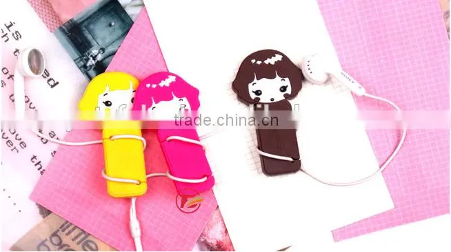 Hottest Little girl silicone earphone winder Lines Cable winder