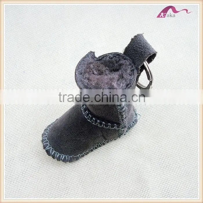 Custom Handmade Leather Snow Boots Shoes Shape Keychain