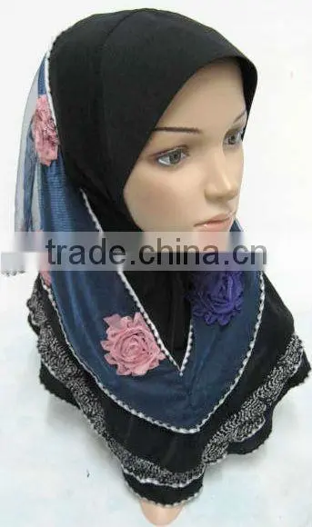 A559 Fashion modern HIGH QUALITY ISLAMIC HEADSCARF ONE PIECE flower LONG MUSLIM HIJAB