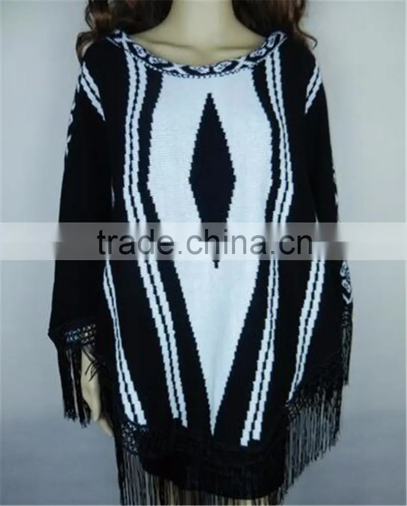 ladies Elegant design popular knitted crochet winter poncho 2016