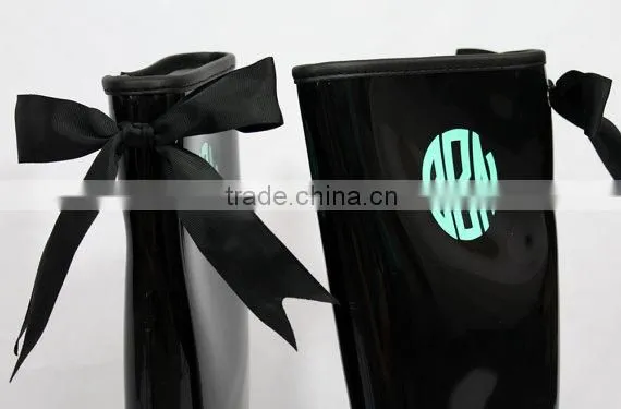 Monogrammed Rain Boots with Preppy Bows