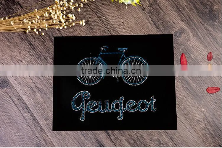 Blue and white transfer rhinestone bicycle patterns hot fix rhinestone transfer
