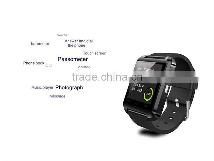 Alibaba top sale Factory Android Smartwatch U8 with full functions as Pedometer sleep monitor stopwatch message notifications