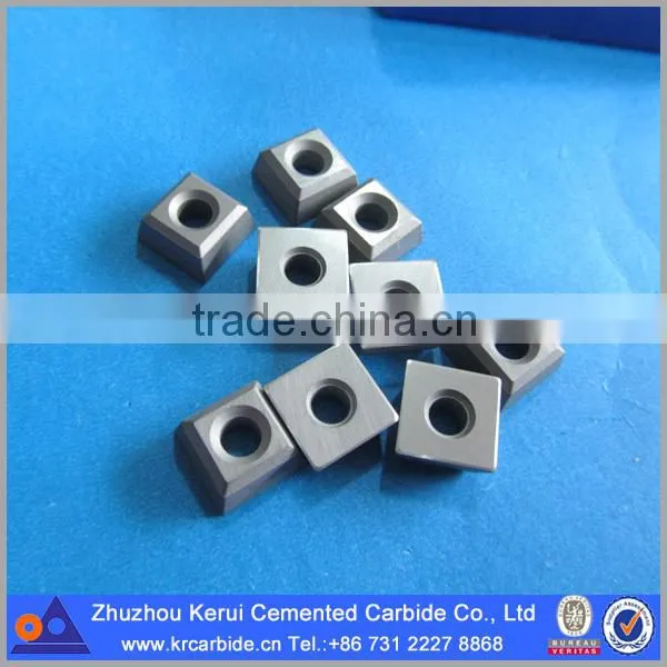 Cemented tungsten carbide cutter and insert for stone cutting in chain saw machine