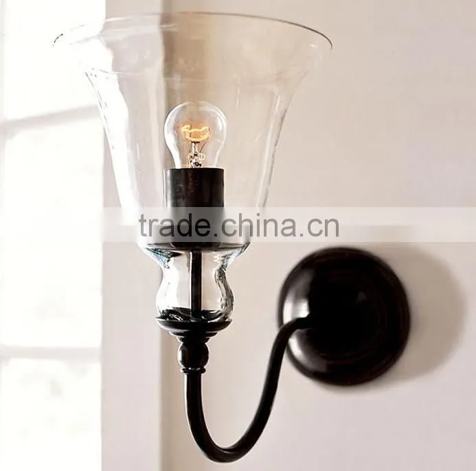 Antique Vintage Style Glass Shade Bell Sconce Wall Lamp