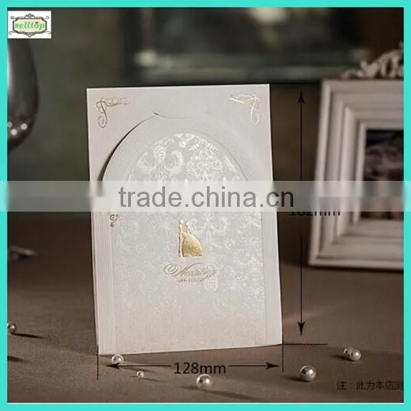 2014 high quality handmade white 3d wedding invitation card