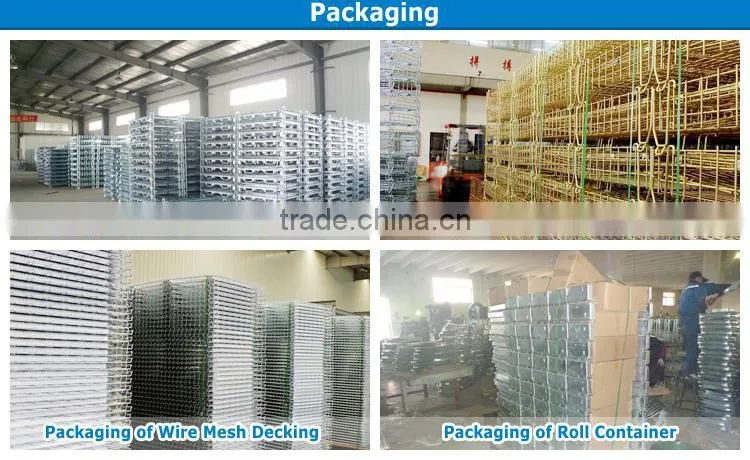 Metal wire mesh folding warehouse rolling cart