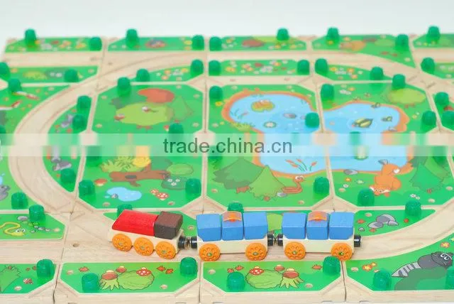 Wooden toy train tracks set for kids