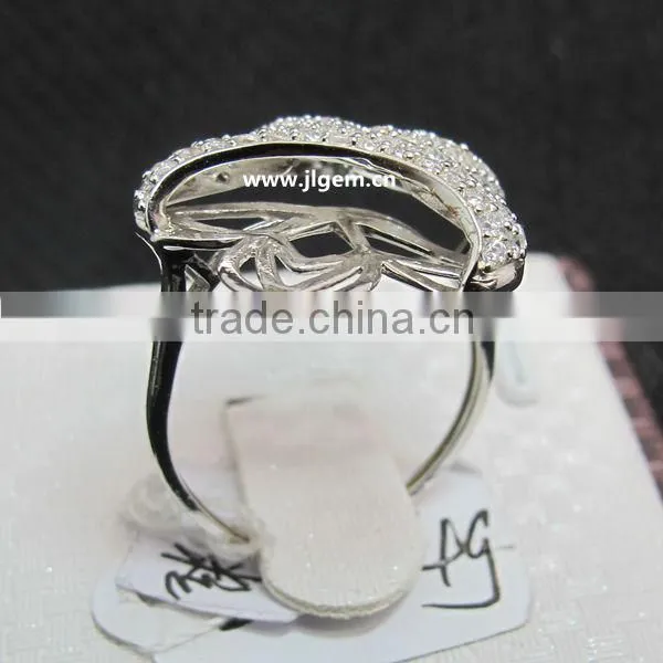 Flower CZ Gems Silver Ring Fashion Jewelry For Ladies Party