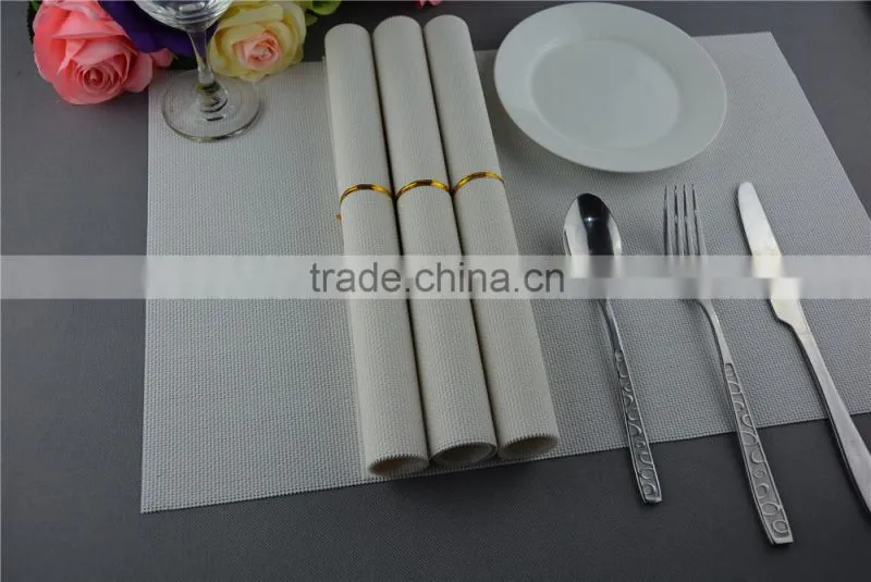 Wholesale price 75g PVC woven mesh placemat white pure color 1*2 series 45*30cm