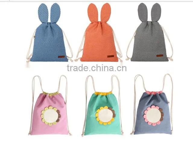 pattern canvas drawstring backpack for girl