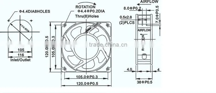 120*120*38 High speed AC cooling fan | mini fan 100-380v