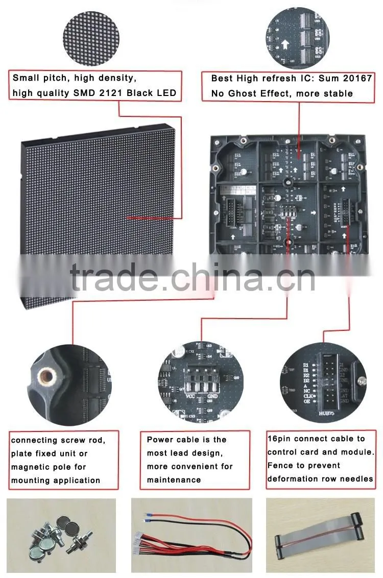 Energy Saving High Refresh P3 LED SMD Module 64 x 32dots