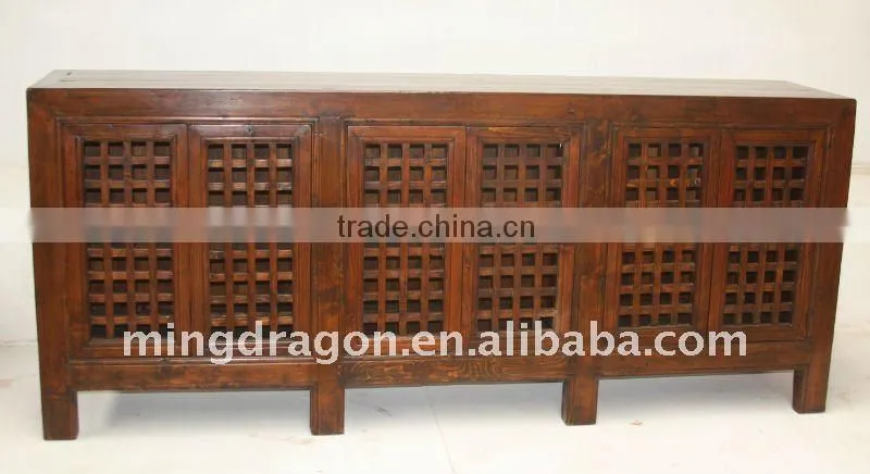Chinese Antique Wooden Low Bookcase Cabinet / kitchen cabinet