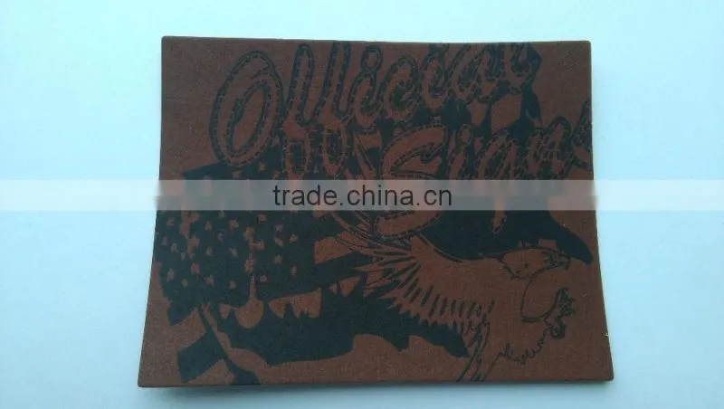 Custom good quality PU leather embossed patch for jeans