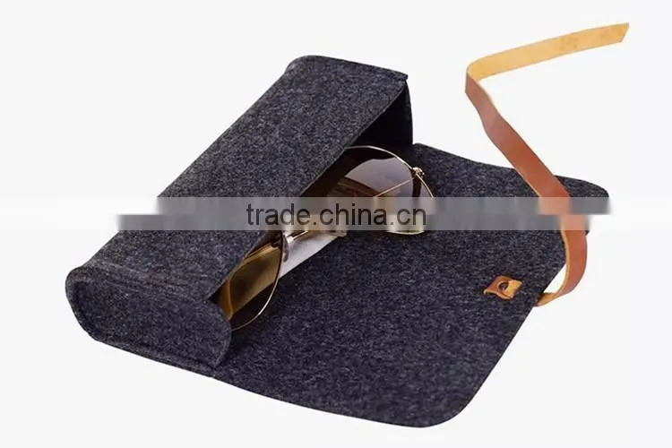 Easy to carry grey green felt sunglasses case