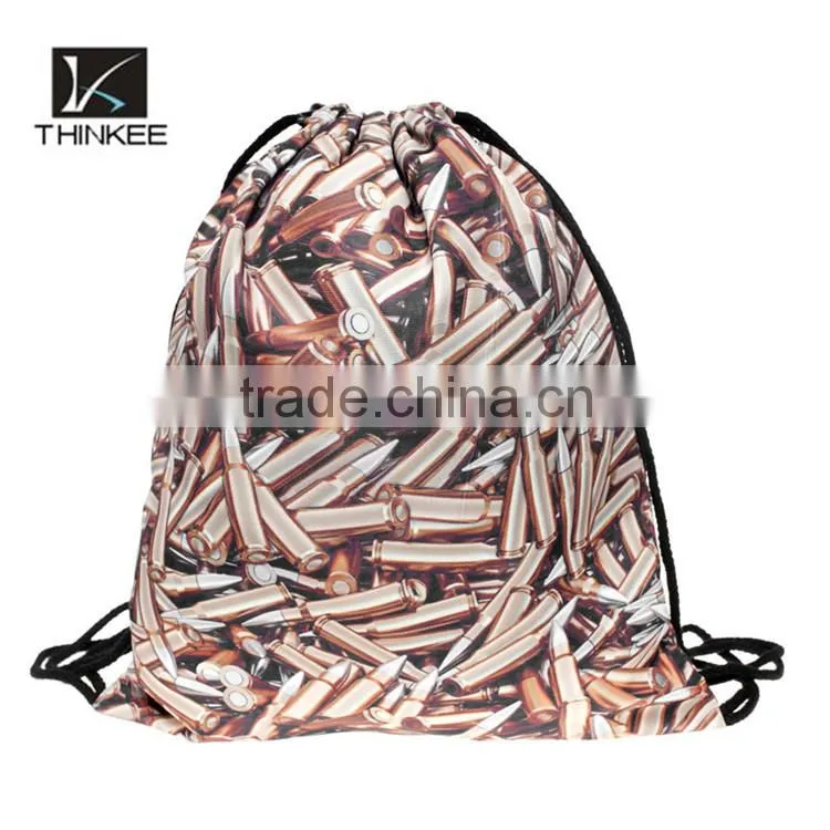 3d custom promotional polyester drawstring backpack with animal