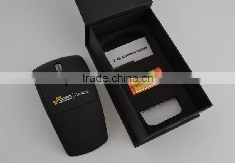 2015 arc folding mouse wireless with 1-year warranty and 3 million times click life as promotional gift