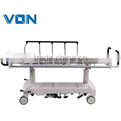 Stainless steel wheeled stretcher with two big and small wheels