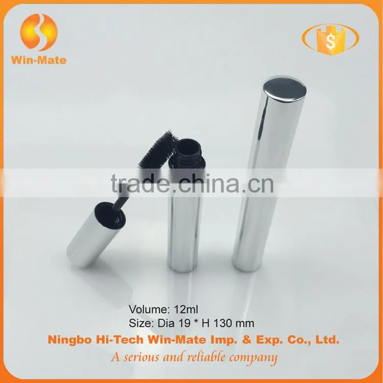 cylinderical silver luminous 12.1ml mascara packaging cosmetic
