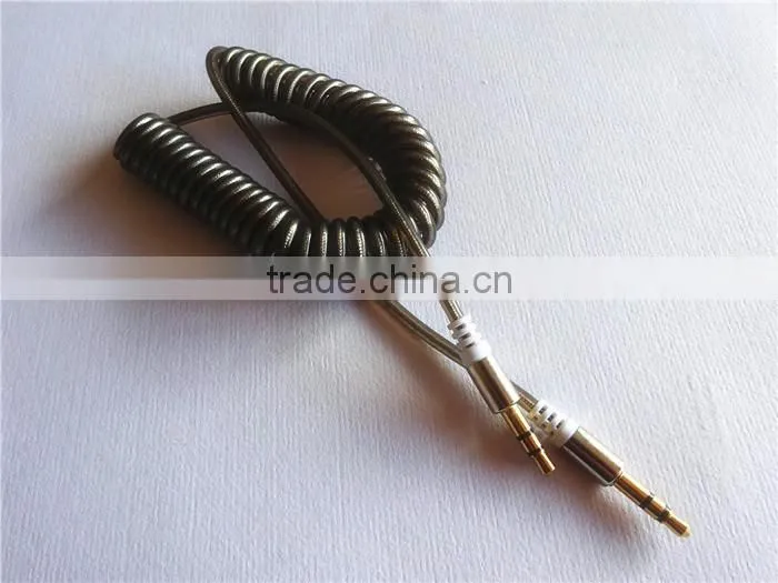 fashion audio/DC3.5MM transparent spiral gold-plated cable