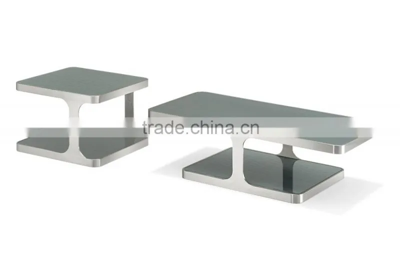 CT-01ET-01 modern coffee table end table stainless steel table in glass tables