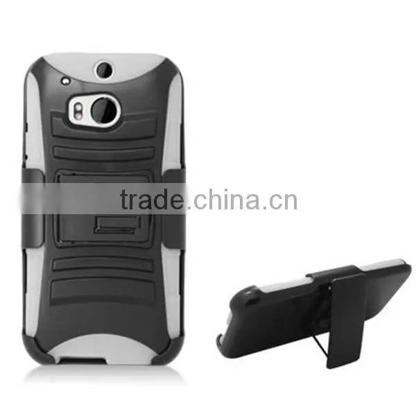 Rugged Hybrid Hard Mobile Phone Case Belt Clip Holster For HTC One M8