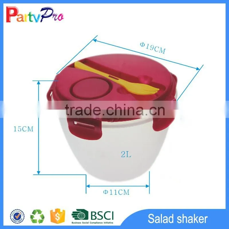 hot new products for 2016 food grade PP salad cup keep fresh salad shaker with fork