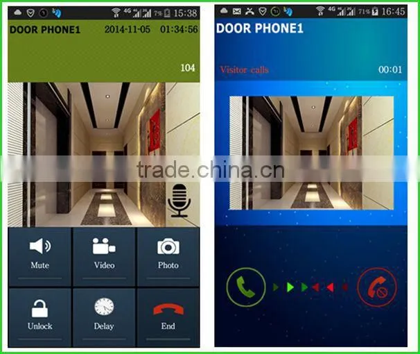 Indoor receivers can be wireless connected to video door phone intercom wifi with android