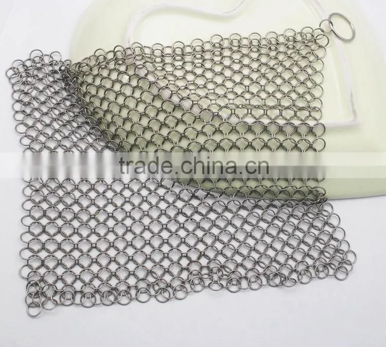 316L stainless steel Finger Cast Iron Scrubber Chainmail Cleaner Custom cast iron cleaner