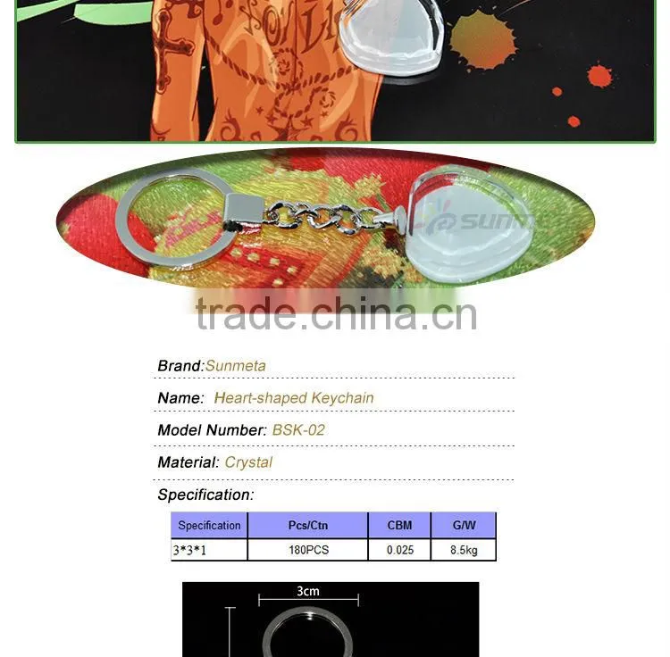 sublimation crystal/custom/metal keychain for sublimation