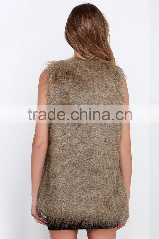 Women Faux Fur vests waistcoats for ladies Coat Outerwear Waistcoat