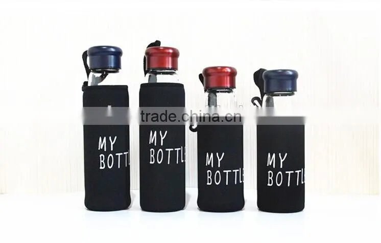 2015 New style 550ML High Borosilicate Glass Water Bottle