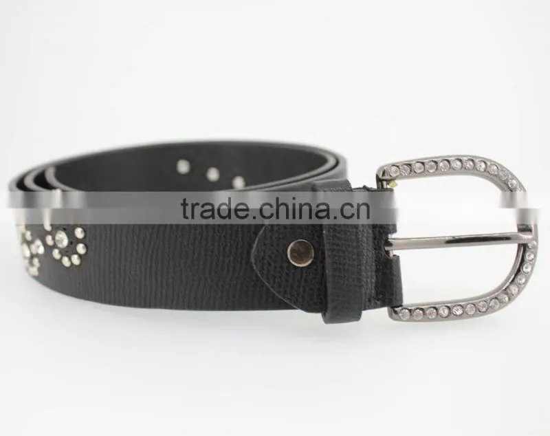 Women's Fashion flowermetal studded jeans belt with shiny rhinestone accessories in Chinese factory