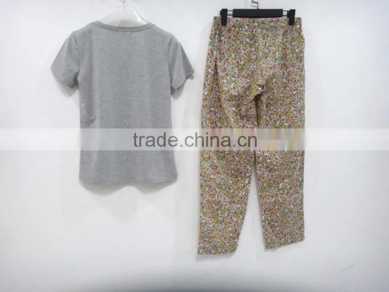 Summer personality round collar Floral draw string pant pajamas women
